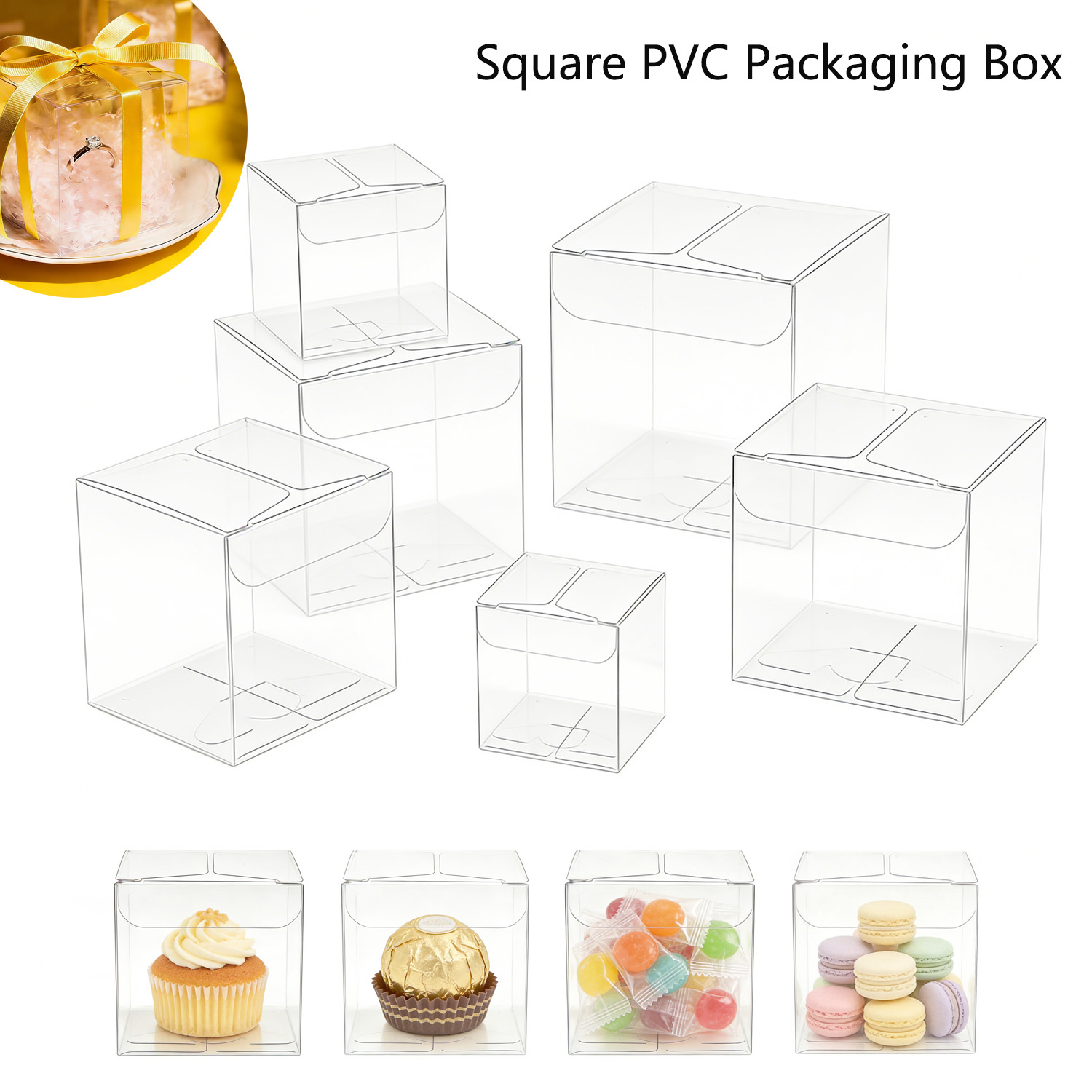 10-50개 투명 사각형 PVC 디스플레이 박스, 사탕 - Wedding Favor Box 리뷰 및 가격