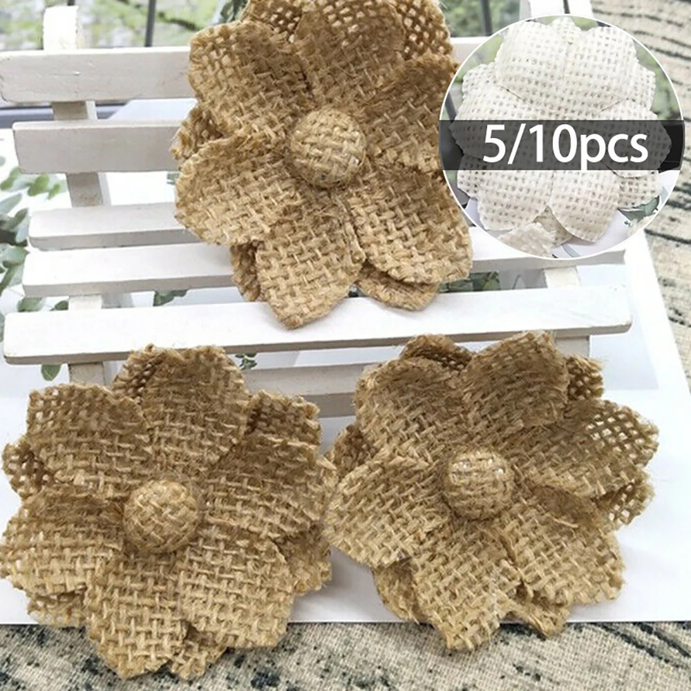 10pcs 수제 천연 황마 삼베 헤센 꽃 DIY 공예  - Wedding Supply Rentals 리뷰 및 가격