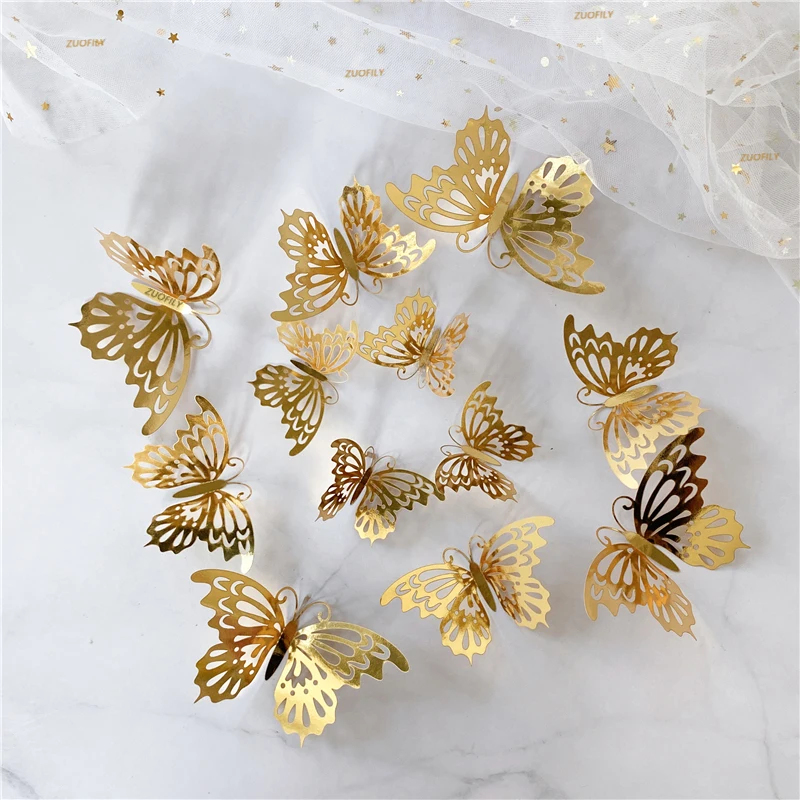 12/36Pcs 3D 중공 나비 벽 스티커 골드 실버  - Wedding Package Gold 리뷰 및 가격