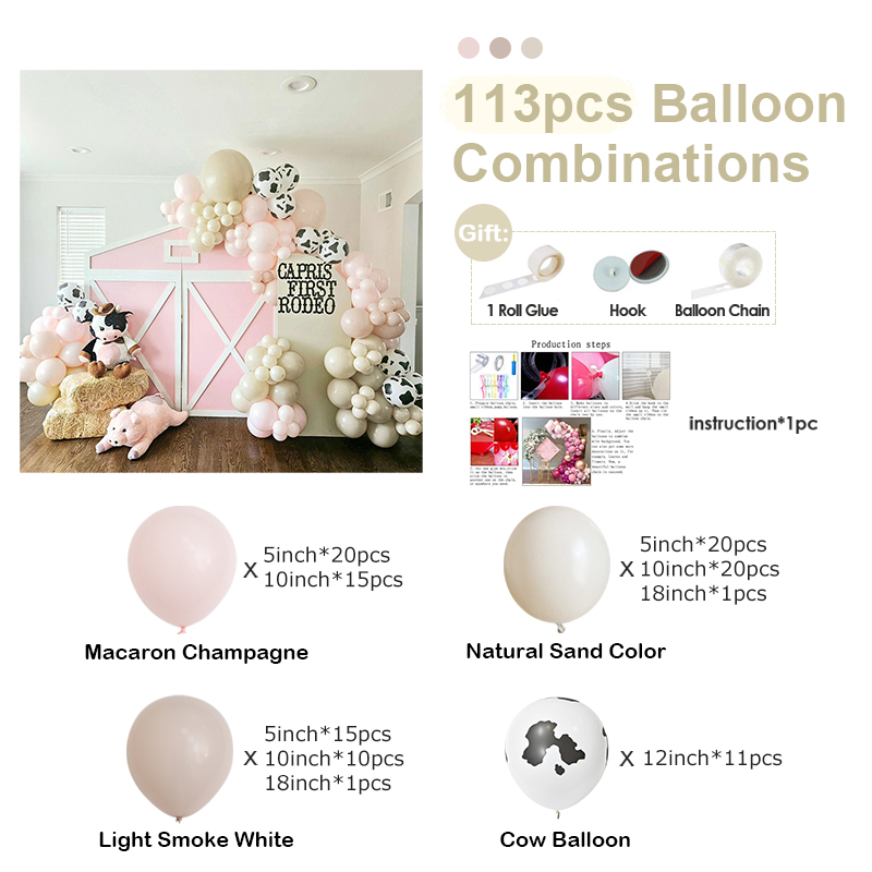 113pcs 농장 생일 풍선 화환 아치 키트 샴페인 컬 - Wedding Day Supply Kit 리뷰 및 가격