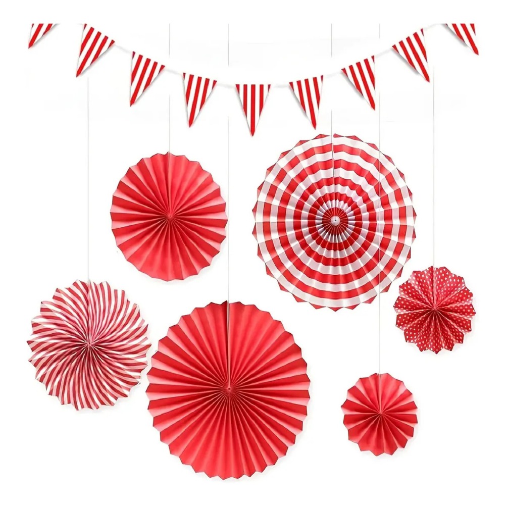 18Pcs 레드 화이트 줄무늬 페넌트 플래그 종이 팬  - Wedding Supply Canada 리뷰 및 가격